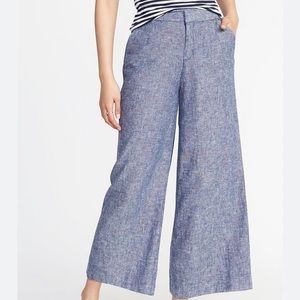 NWT XL Old Navy Linen Wide Leg Cropped Pants